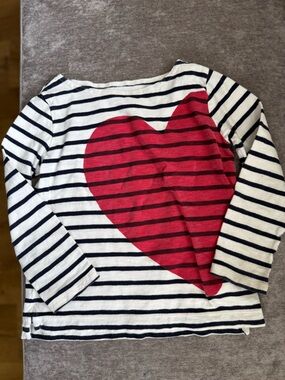 Crewcuts White & Navy Striped Long Sleeve Shirt with Red Heart